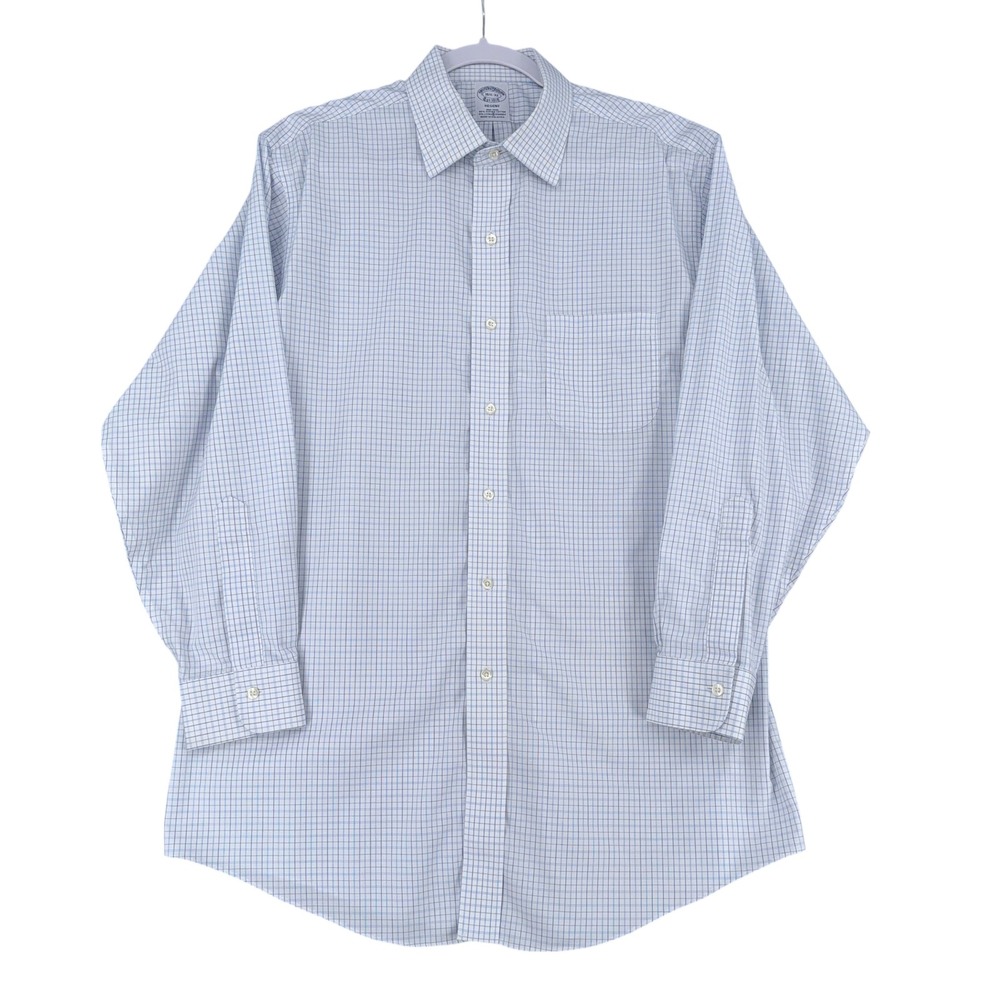 Brooks Brothers Regent‎ Non Iron Supima Cotton Check Dress Shirt Mens 16 1/2 32